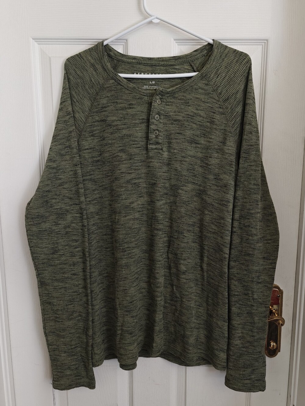 AEROPOSTALE Heathered Knit Long Sleeve Henley Shirt